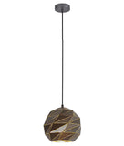 Origami 1lt Metal Sphere Pendant Light with carved Iron Cut Outs