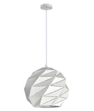 Origami 1lt Metal Sphere Pendant Light with carved Iron Cut Outs