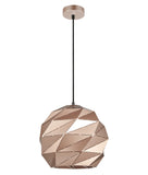 Origami 1lt Metal Sphere Pendant Light with carved Iron Cut Outs