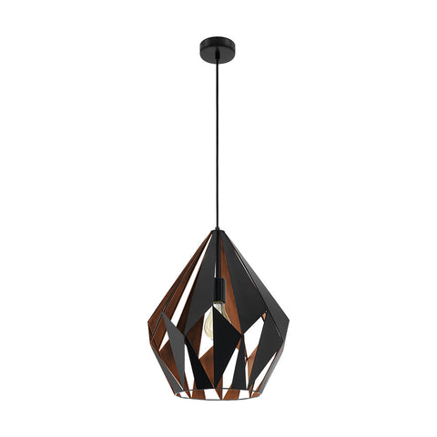 Carlton 1 385mm 1lt Metal Pendant Light Black Copper