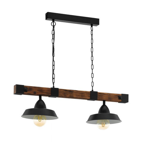 Oldbury Timber Beam Bar with Metal Shade Pendant Light Black