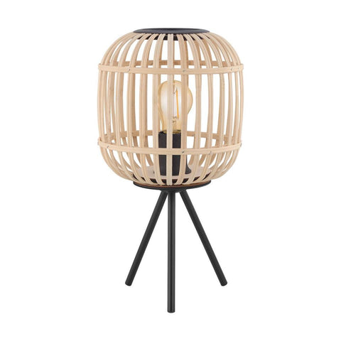 Bordesley Rattan Woven Wood Tripod Table Lamp Black/Natural