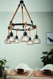 Rampside 6lt Metal Ring Rope Pendant Light with Cages