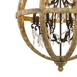Florin Sphere Crystal Chandelier Pendant Light Resin Wood Look