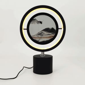 3D Quick Sand Motion Sand Art Sculpture Hourglass LED Table Lamp Black