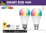 2 x Brilliant Smart Wifi A60 Globe - RGB Colours + White (TWIN PACK)