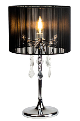 Paris Table Lamp with Drum String Shade and Crystals Chrome