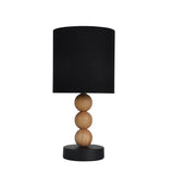 Cara Wooden Ball Table Lamp with Fabric Drum Shade