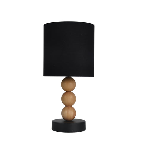 Cara Wooden Ball Table Lamp with Fabric Drum Shade