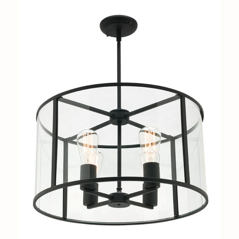 Liverpool 4lt Pendant Light Black/Clear