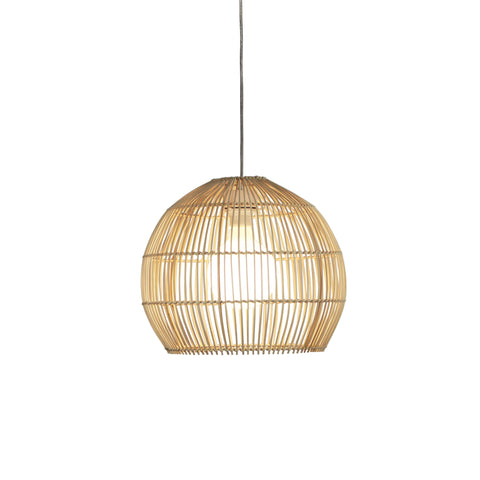 Batu Rattan Cane 1lt Cord Pendant Light Natural Wood