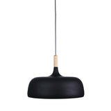 Malt 1lt Metal Scandinavian Styled Pendant Light with Oak Timber Highlight