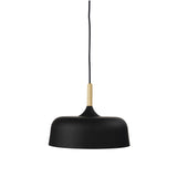 Malt 1lt Metal Scandinavian Styled Pendant Light with Oak Timber Highlight