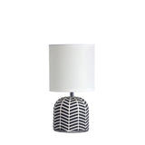 Mandy Ceramic Chevron Table Lamp with Fabric Drum Shade