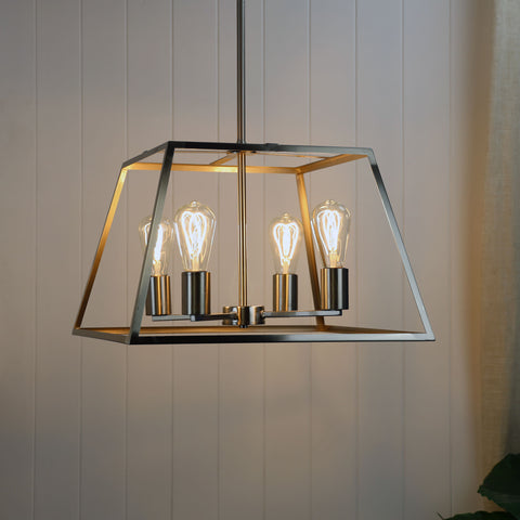 Pendant light with metal rod store