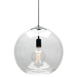 Orpheus Clear Glass Ball Pendant Light Matt Black