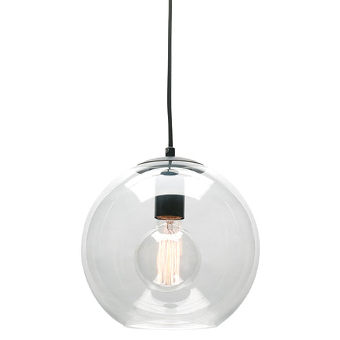 Orpheus Clear Glass Ball Pendant Light Matt Black