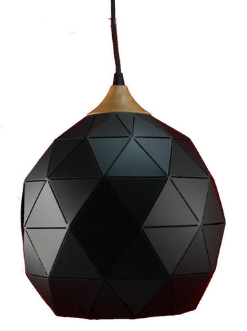 Toongabbie P1750 1lt Metal Geometric Pendant Light with Oak Timber Highlight