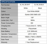 Solar Powered 6W LED Wedge Outdoor Wall Light