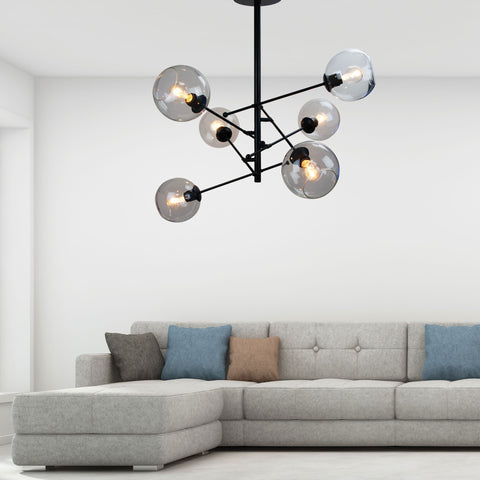 Ripley 6lt Glass Ball Satellite Rod Pendant Light