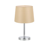Adam Bedside Table Lamp Polished Chrome with Fabric Drum Shade