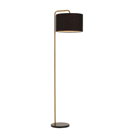 Ingrid Floor Lamp Antique Brass with Fabric Drum Shade