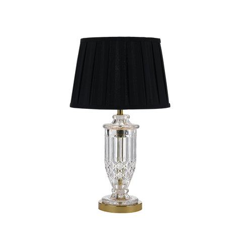 Adria Crystal Table Lamp with Pleated Drum Fabric Shade