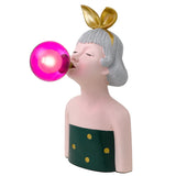 Cynthia Girl Table Lamp with Bubblegum Round Ball Glass Shade