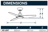 Ventair DC3 3 Blade ABS DC Remote Control Ceiling Fan White